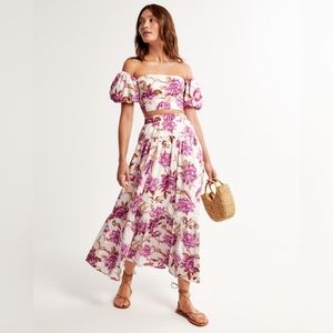 Abercrombie Poplin Tiered Maxi Skirt